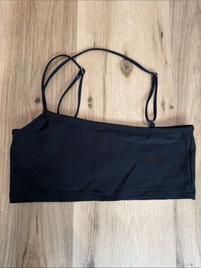 Edikted Black One-Shoulder Ribbed Bandeau